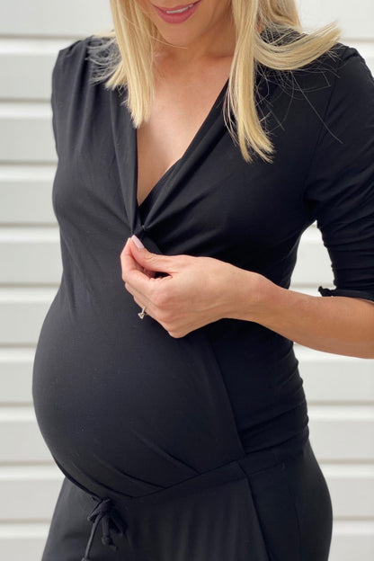 Alexa Wrap front Maternity & Nursing Jumpsuit