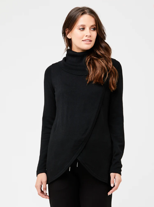 Cowl Neck Nursing Knit - Black