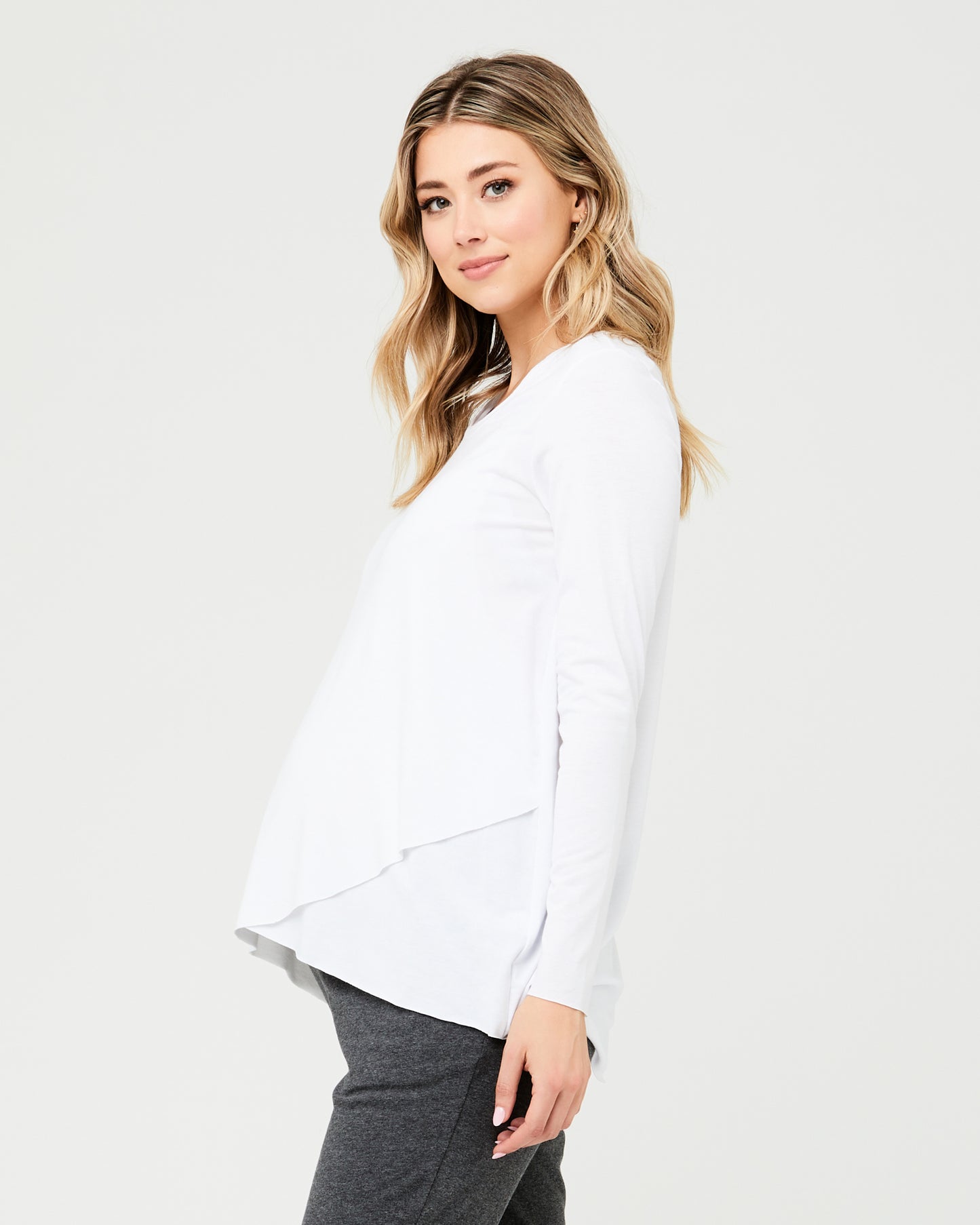 Raw Edge Nursing Top - White